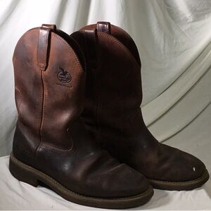Men's Georgia Boot Brown Leather Cowboy Boots size 9.5 EE As Is